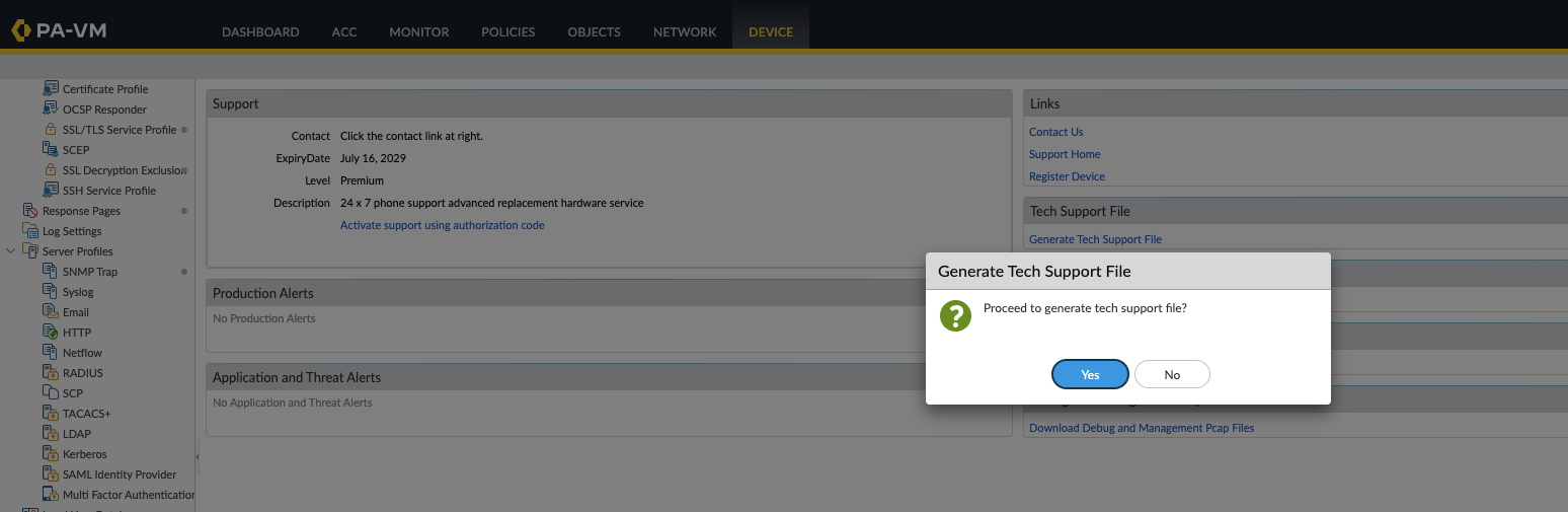 Generate Tech Support file