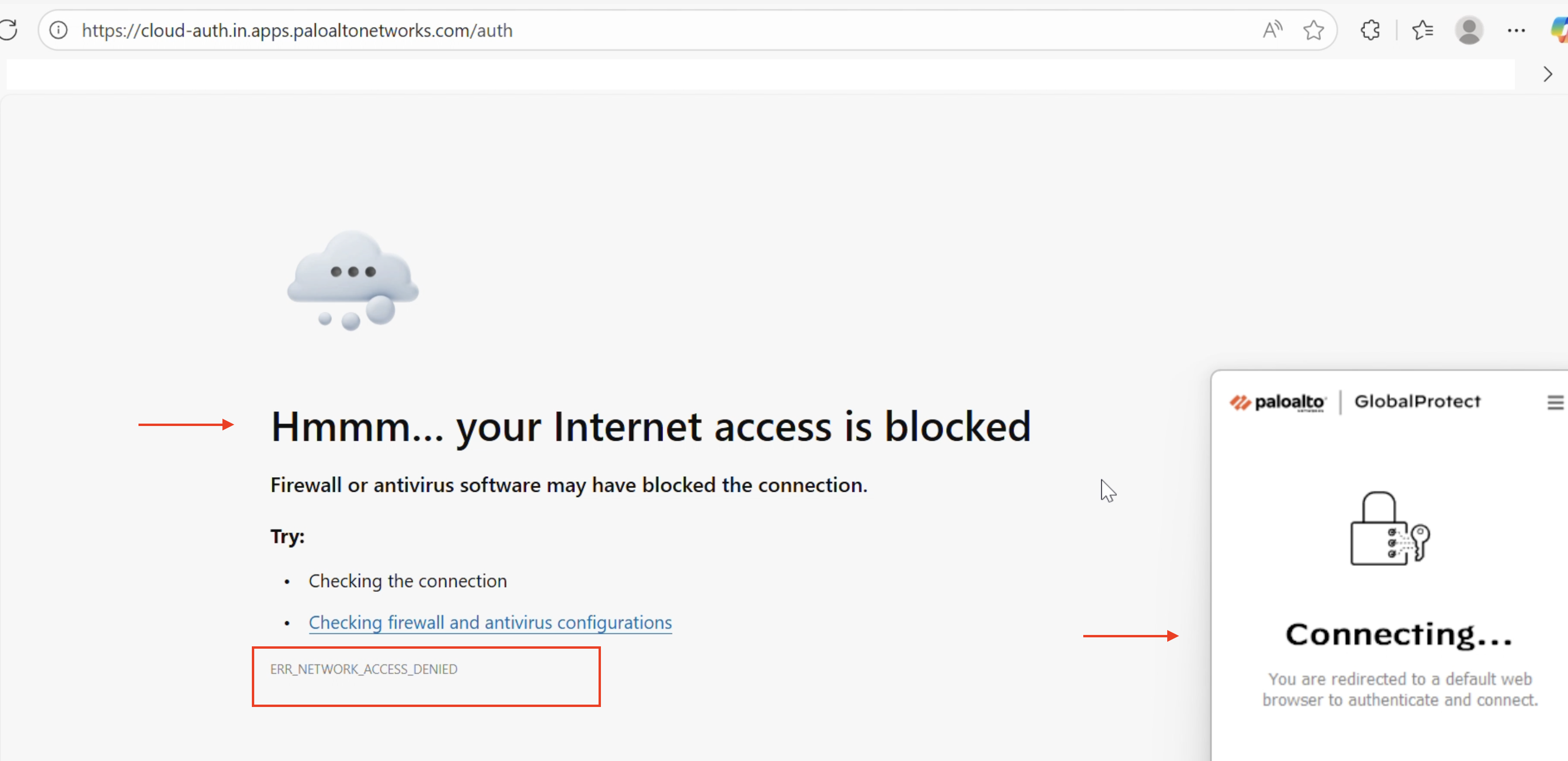 Internet access blocked