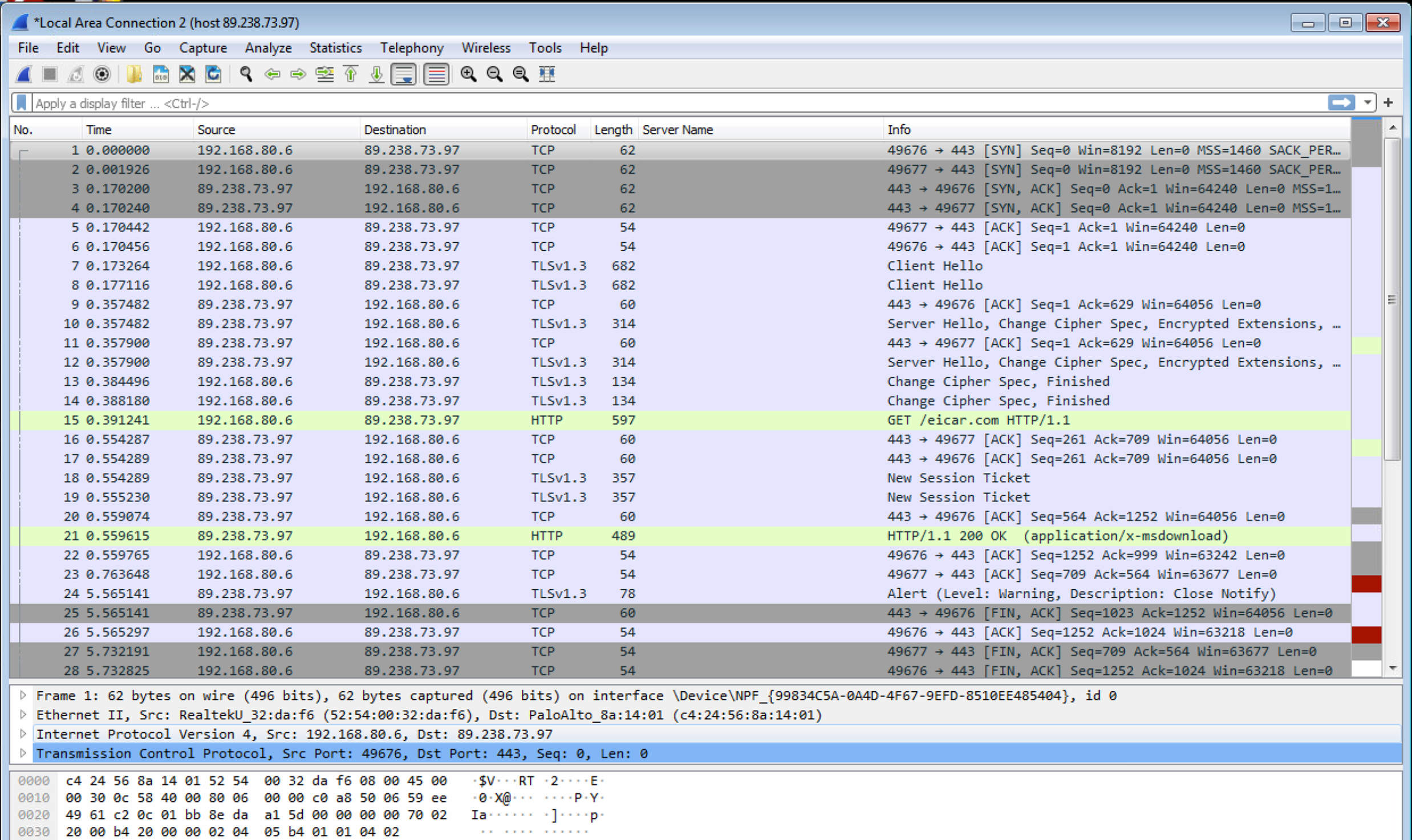 Decrypted capture is presented.