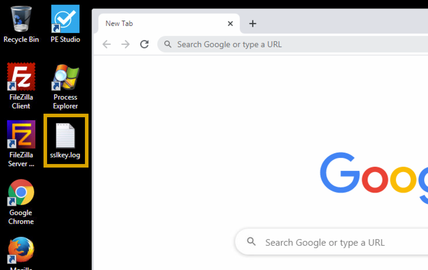 Lancez Chrome ou Firefox et vérifiez que le fichier .log sslkey est créé.