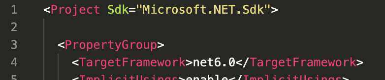 Zielframework in den .csproj-Dateien angegeben