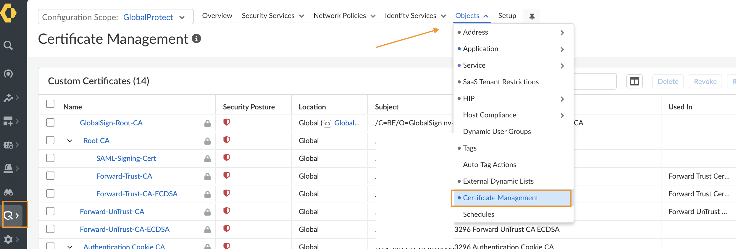 export certificate-certificate management