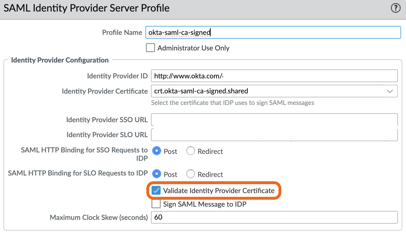 Import SAML server profile