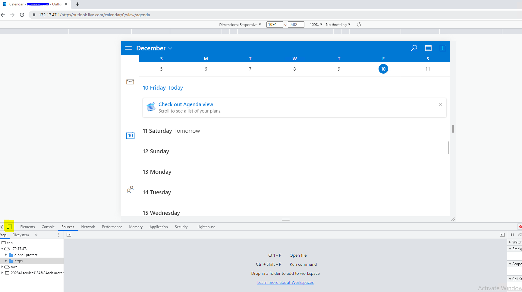screenshot showing the calendar open
