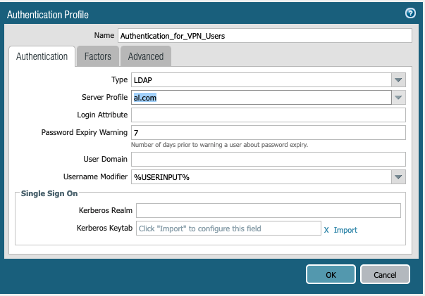 Authentication Profile