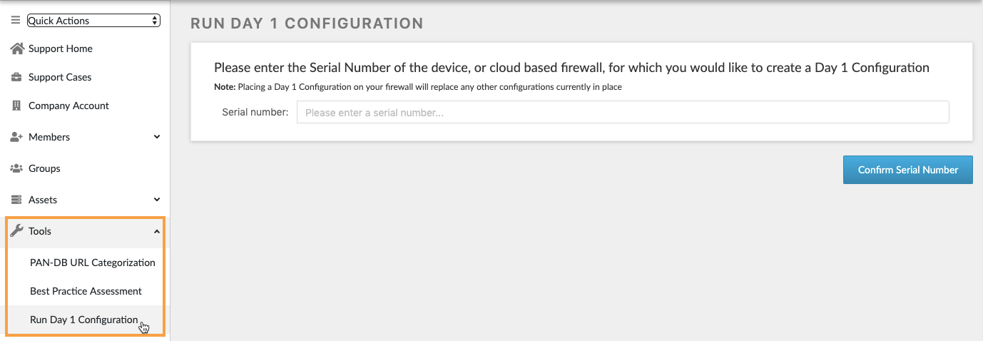 Day 1 Configuration Tool nach der Registrierung