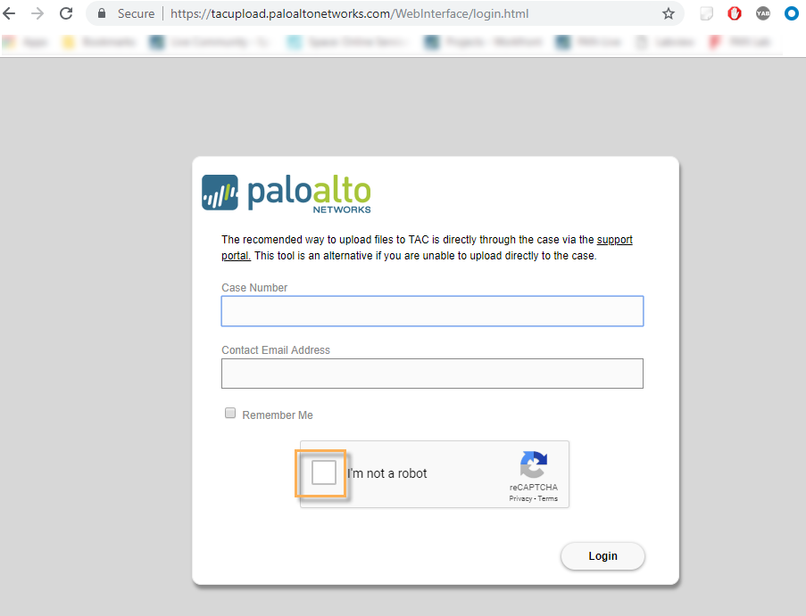 TAC ログイン画面をアップロードします。
