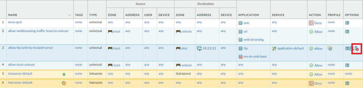 Security policy with DSRI widget