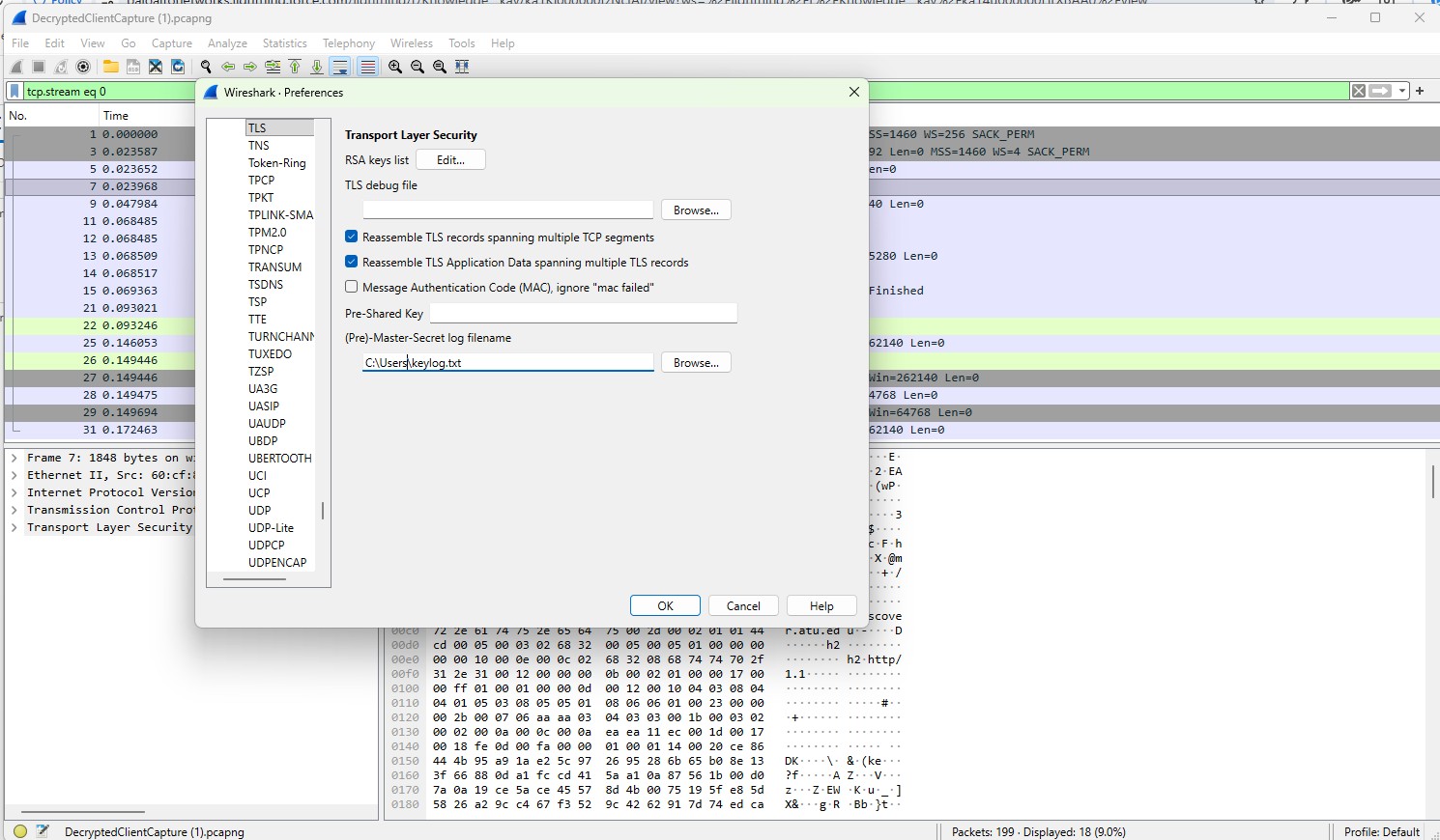 Populate the (Pre)-Master-Secret log filename.
