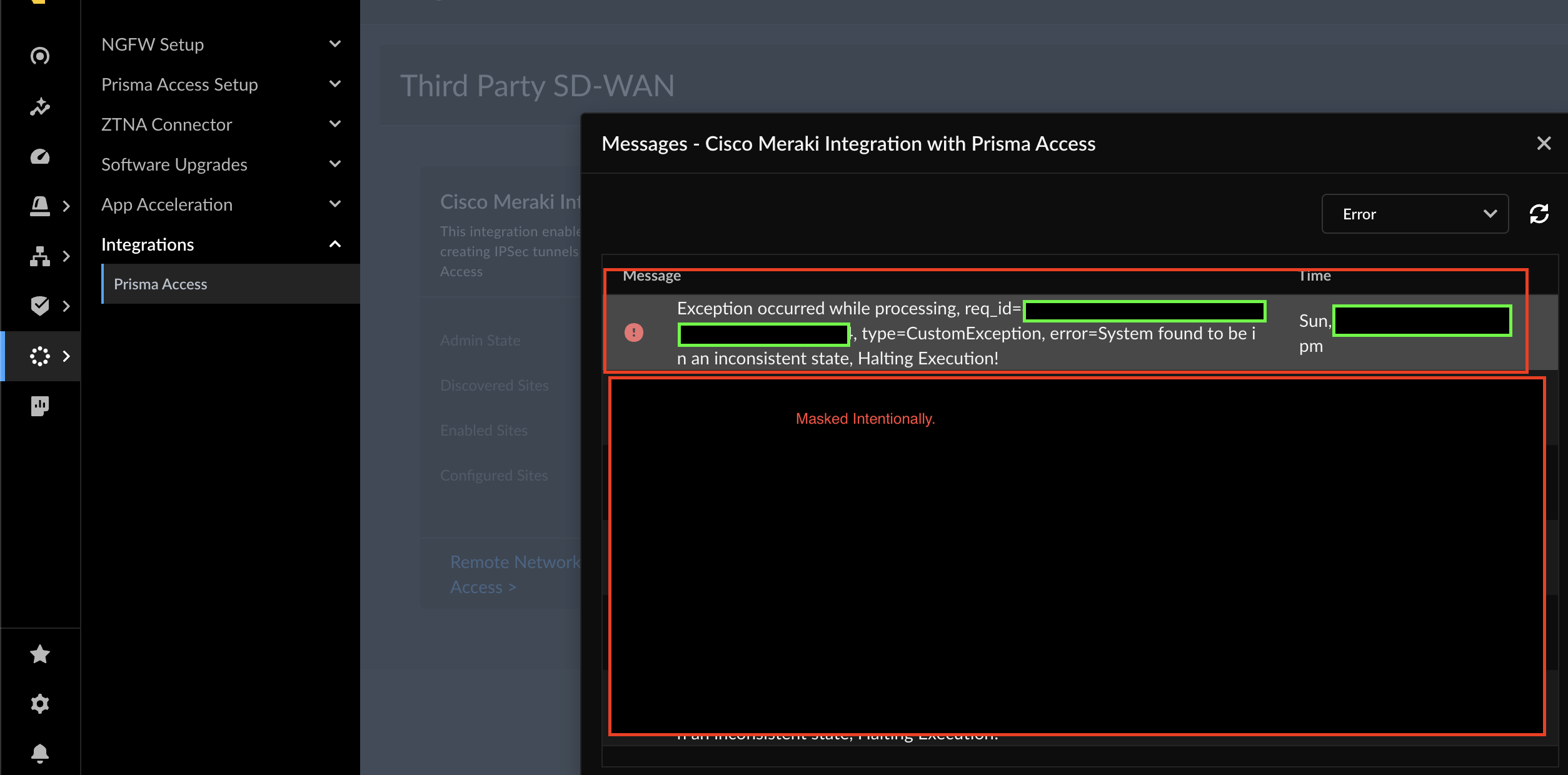 System found to be in an inconsistent state, Halting Execution