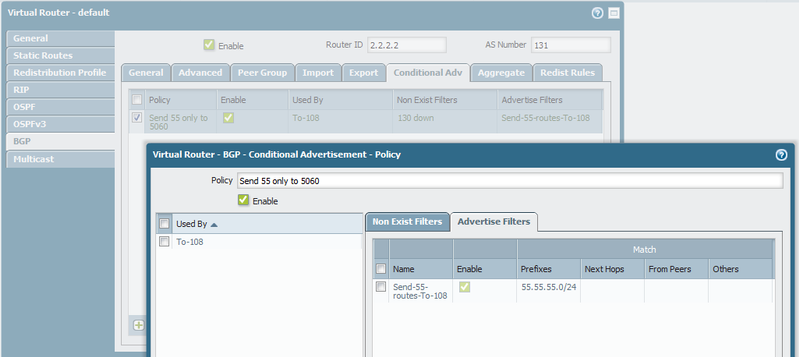FW-B は、フィルタをアドバタイズします。 FW-B は、フィルタをアドバタイズします。