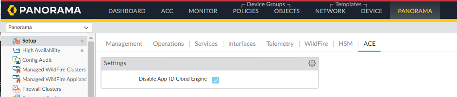 Disable App-ID Cloud Engine