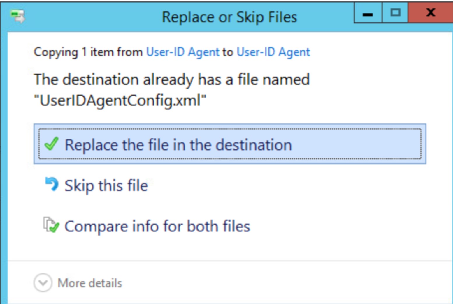 Replace or skip files.