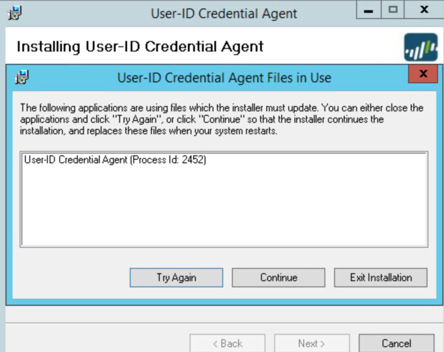 User-ID credential Agent error message