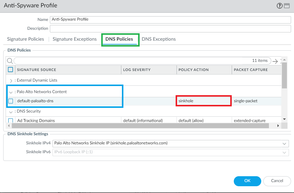 Anti-Spyware Profile Screenshot
