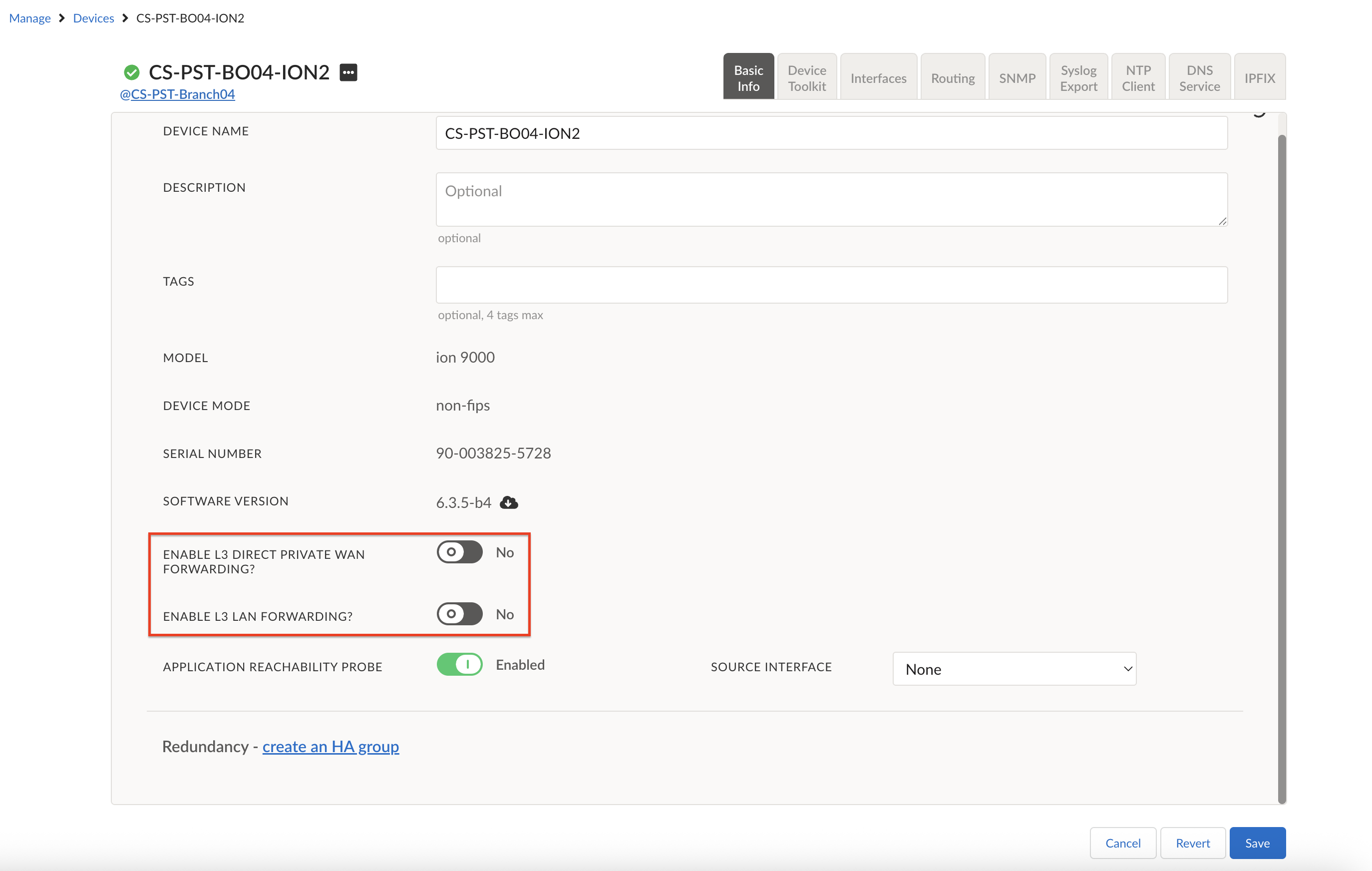 Backup device in L2 mode