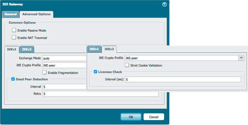 IKE gateway advanced