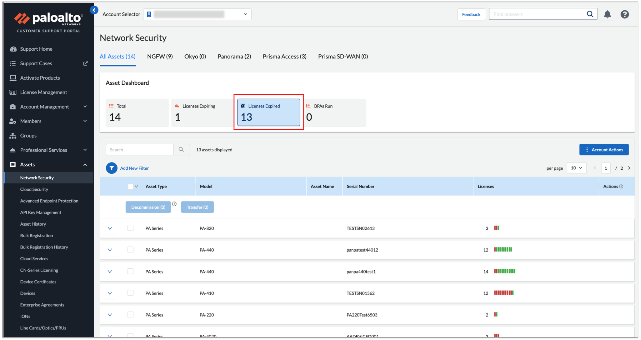 Recherche de ressources dont les licences ont expiré