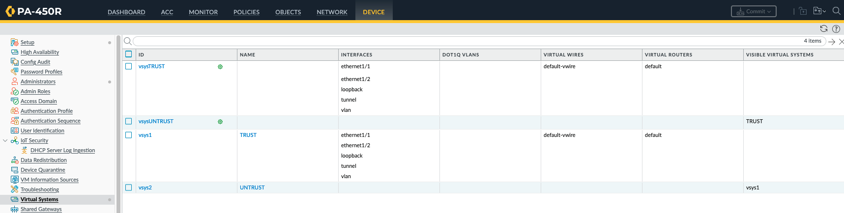 the virtual systems are appeared in duplicate.