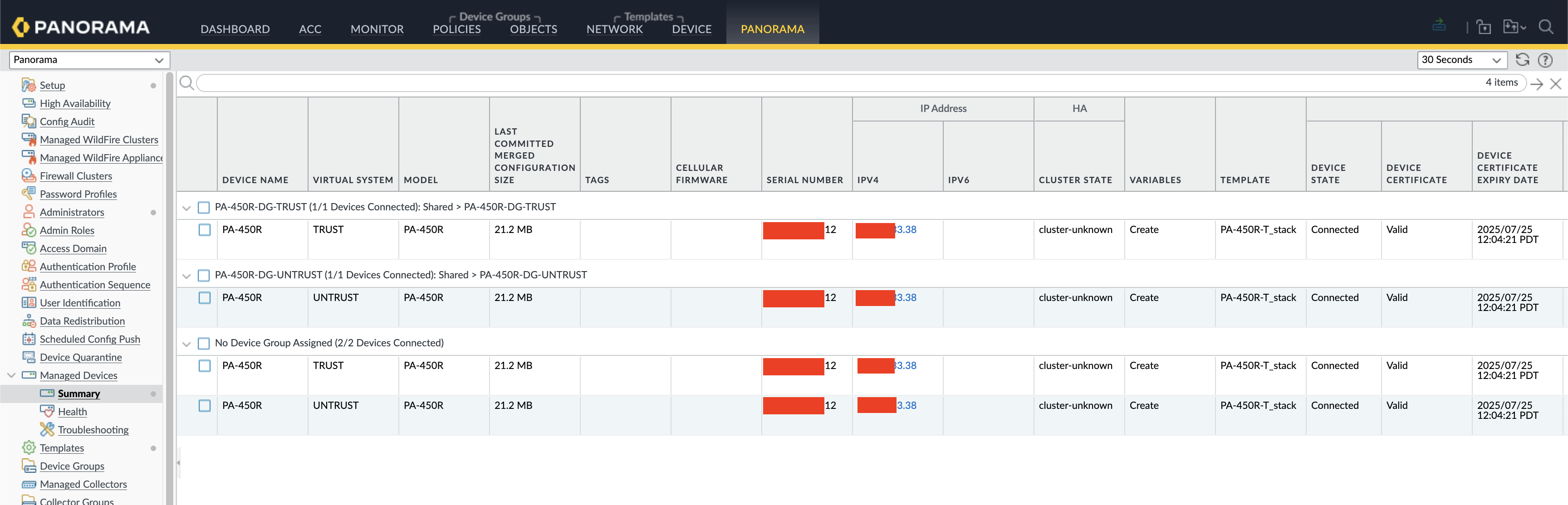on Panorama, the virtual systems appear in duplicate as well.