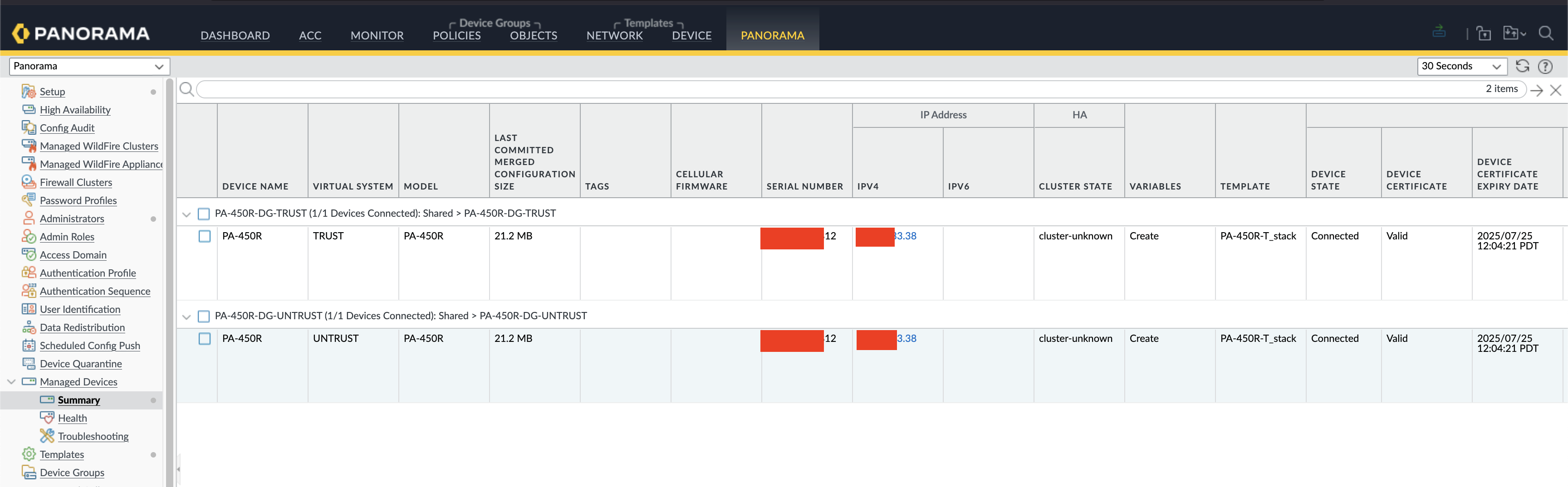 Expected view on Panorama