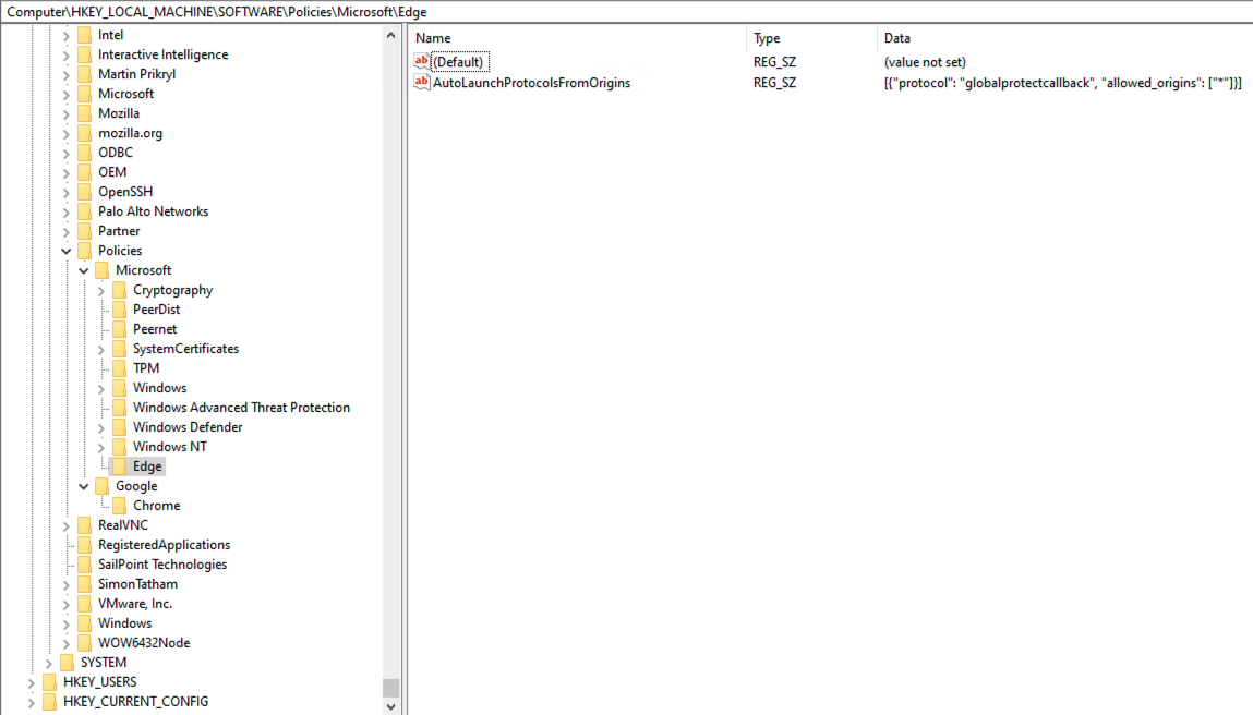 Microsoft Edge-Registrierung