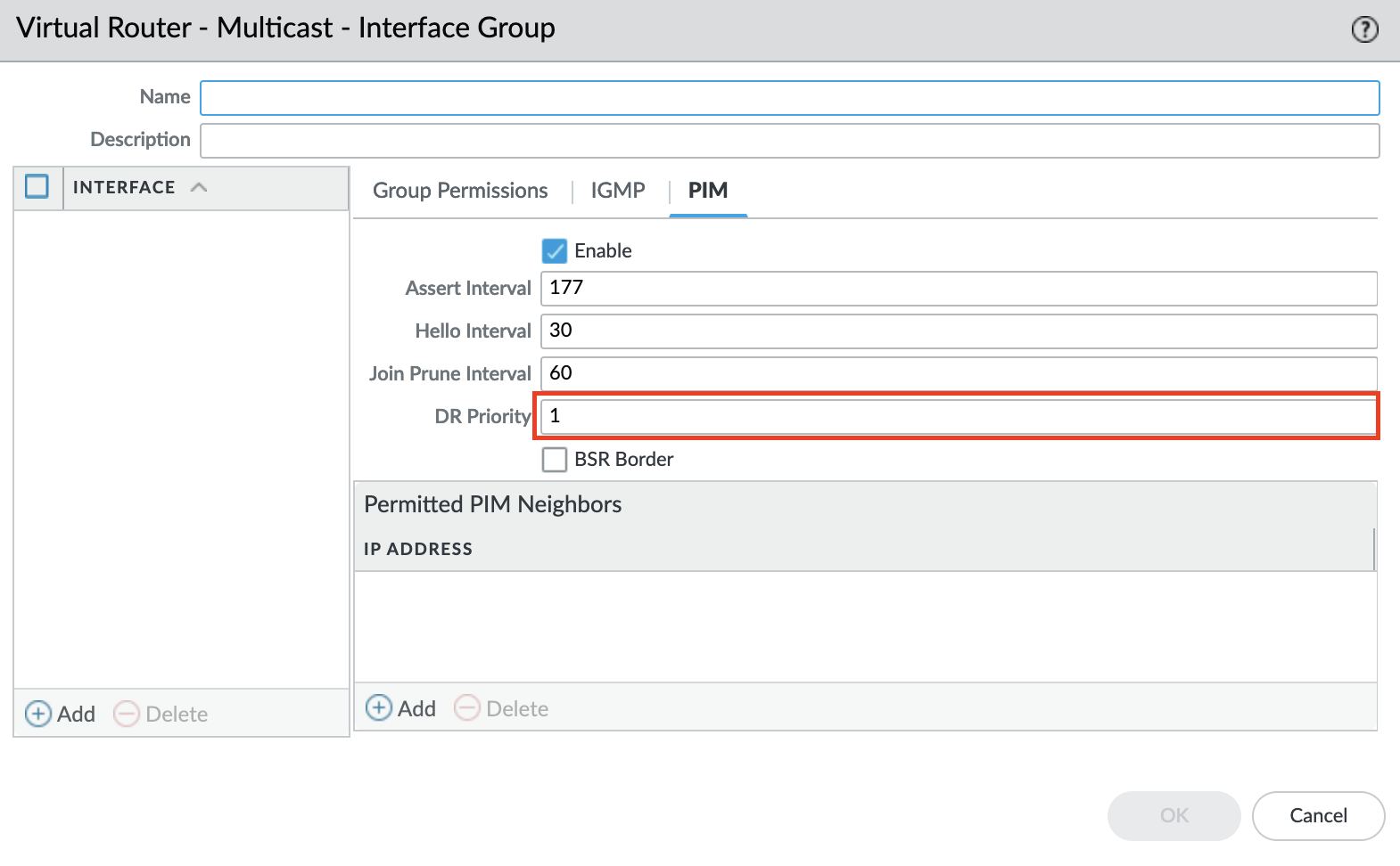 Set the PIM DR priority