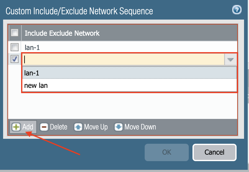 Select the Network Object to add in the Sequence.