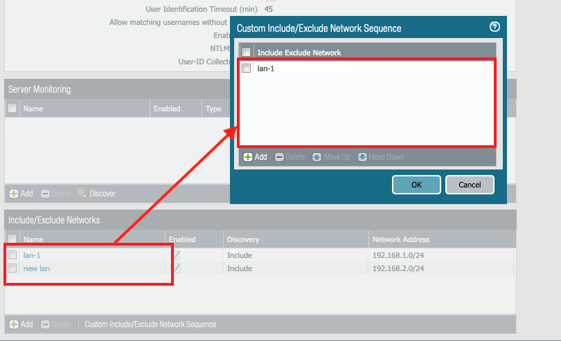 The network is not present in the custom Include/Network Sequence.