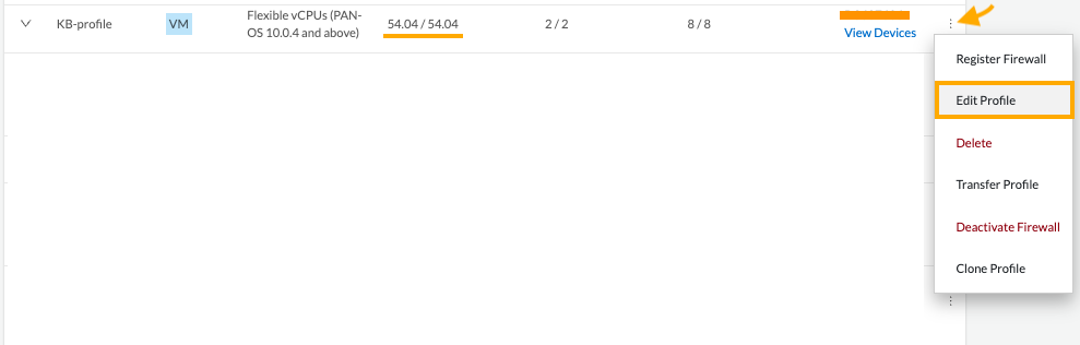 Edit deployment profile