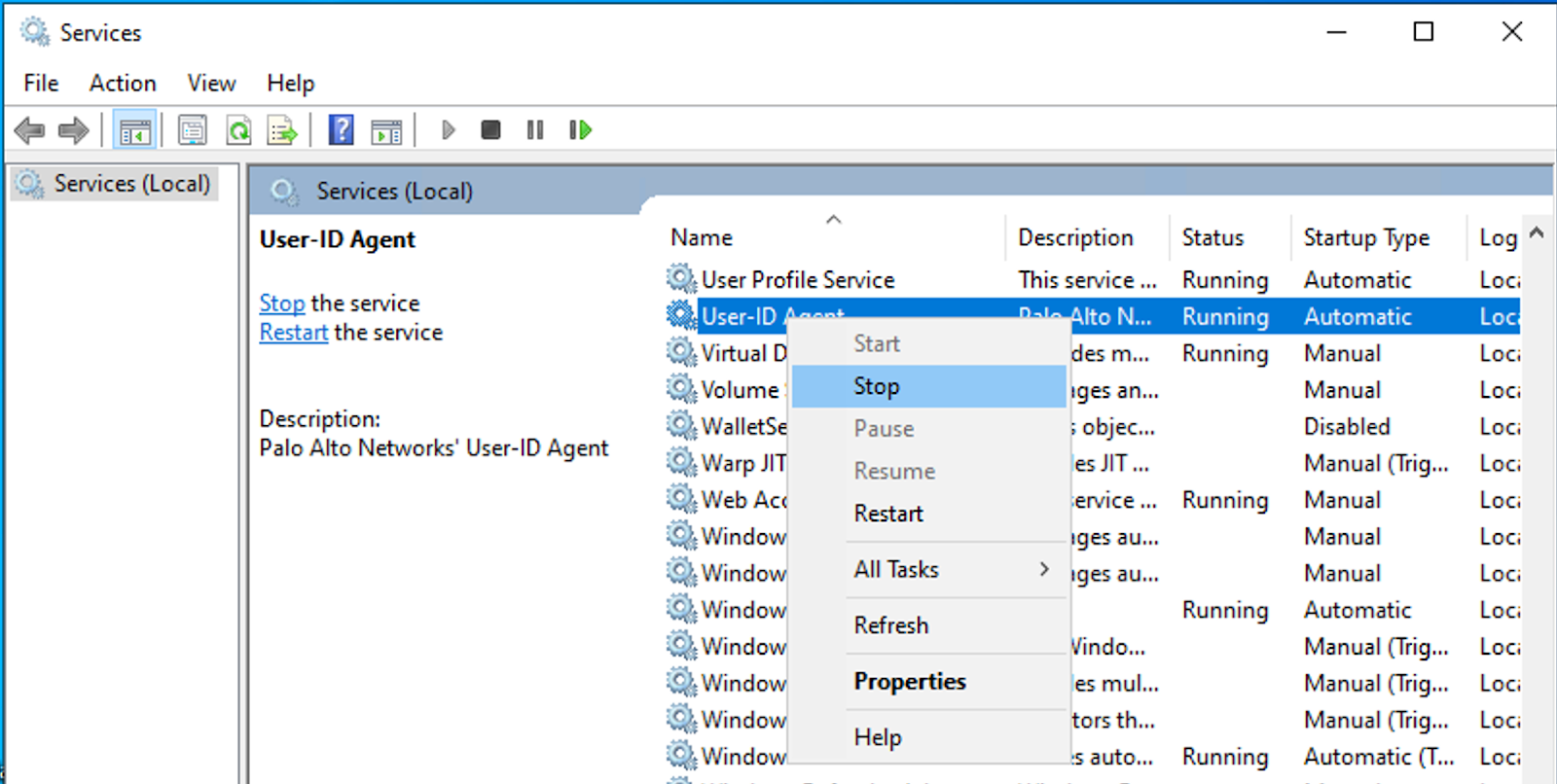 Registry Services stop