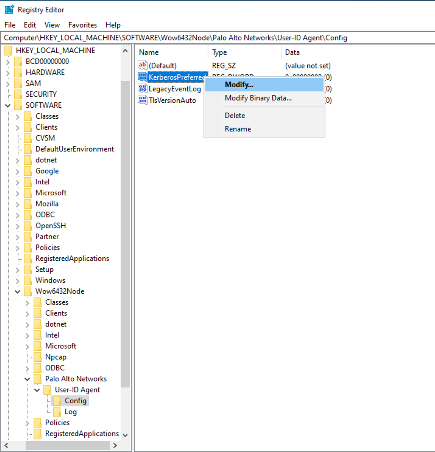 Registry Editor Modify
