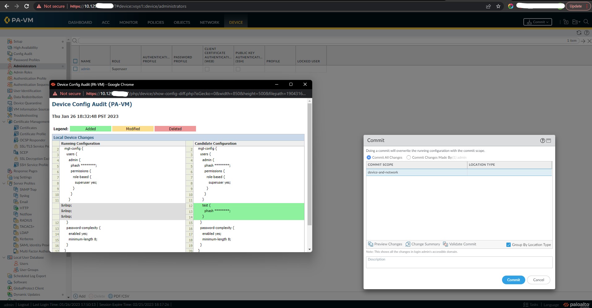 We can confirm this on Firewall GUI and perform commit.