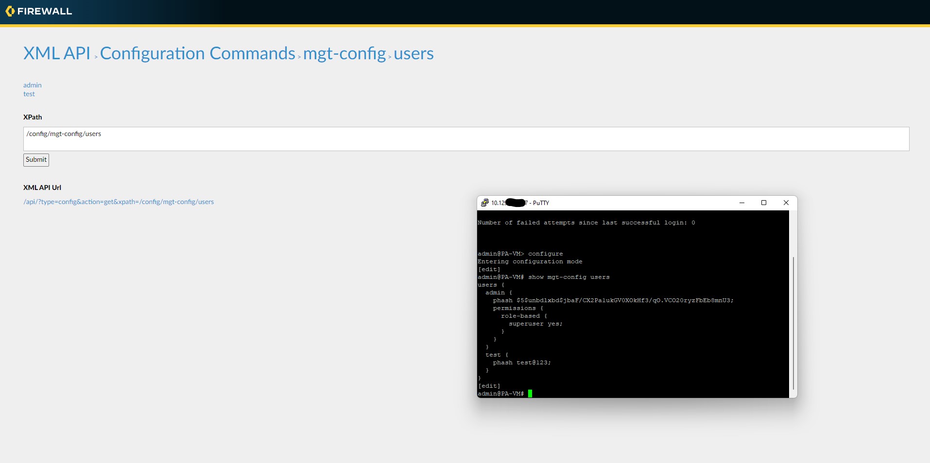 Verifying new user using api browser and cli.
