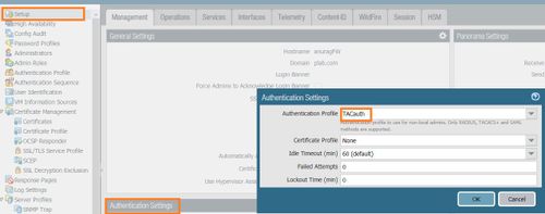 Screenshot of TAC auth