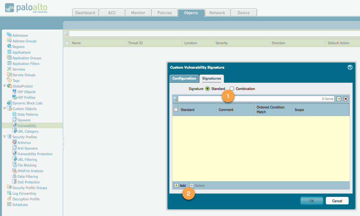 firma de vulnerabilidad personalizada
