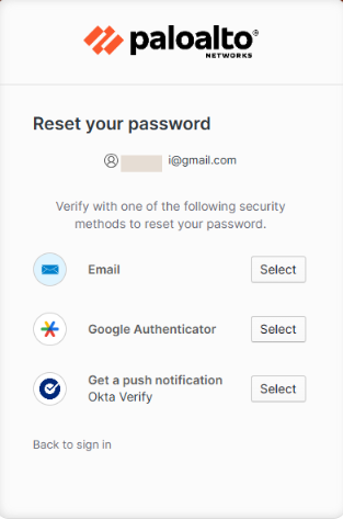 password reset options