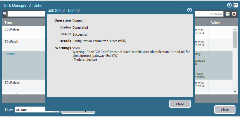 Commit warning message