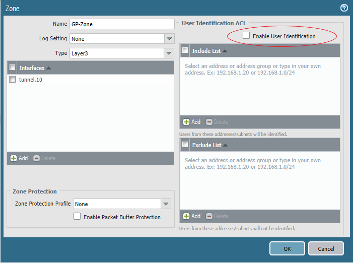 Checkbox for User-ID enable