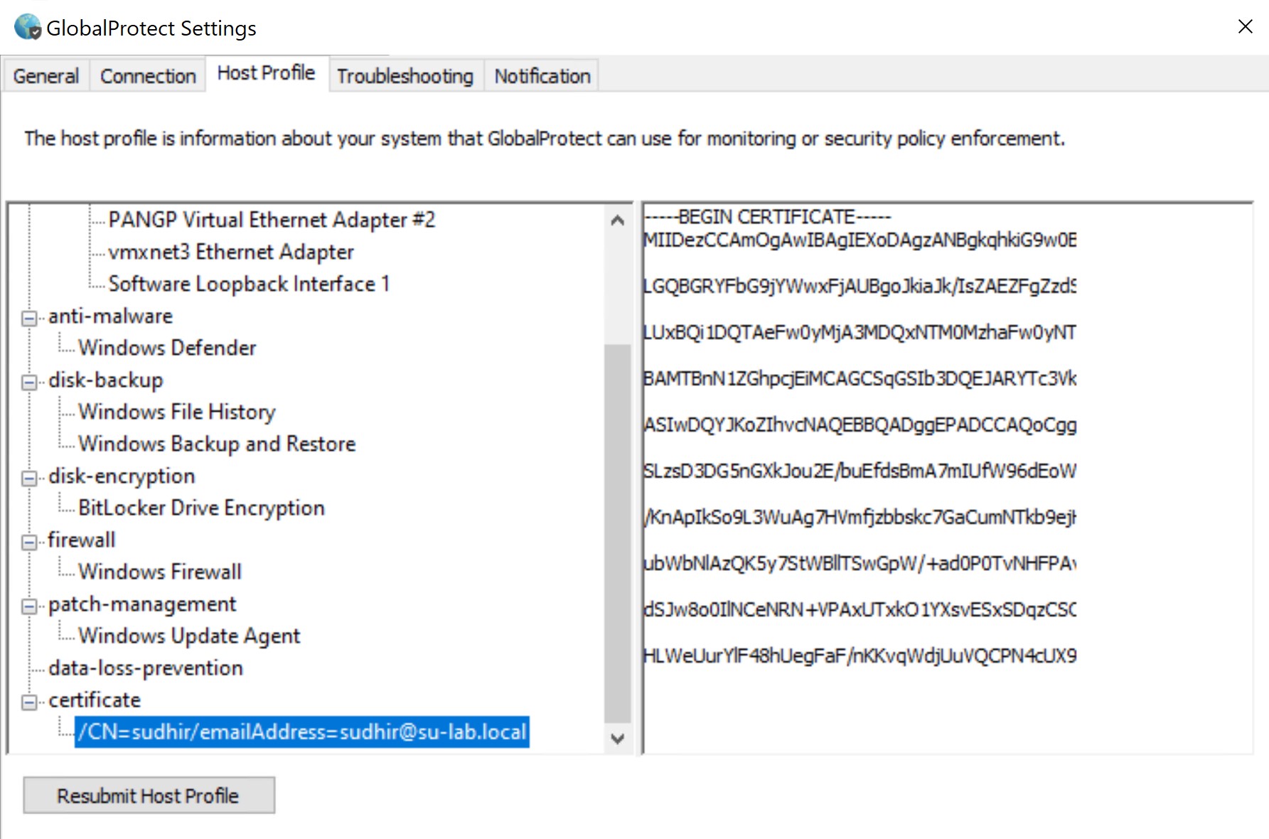 Global Protect client validation