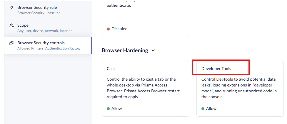 Browser Hardening scope