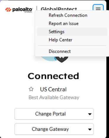 click triple bar icon and click Settings screenshot