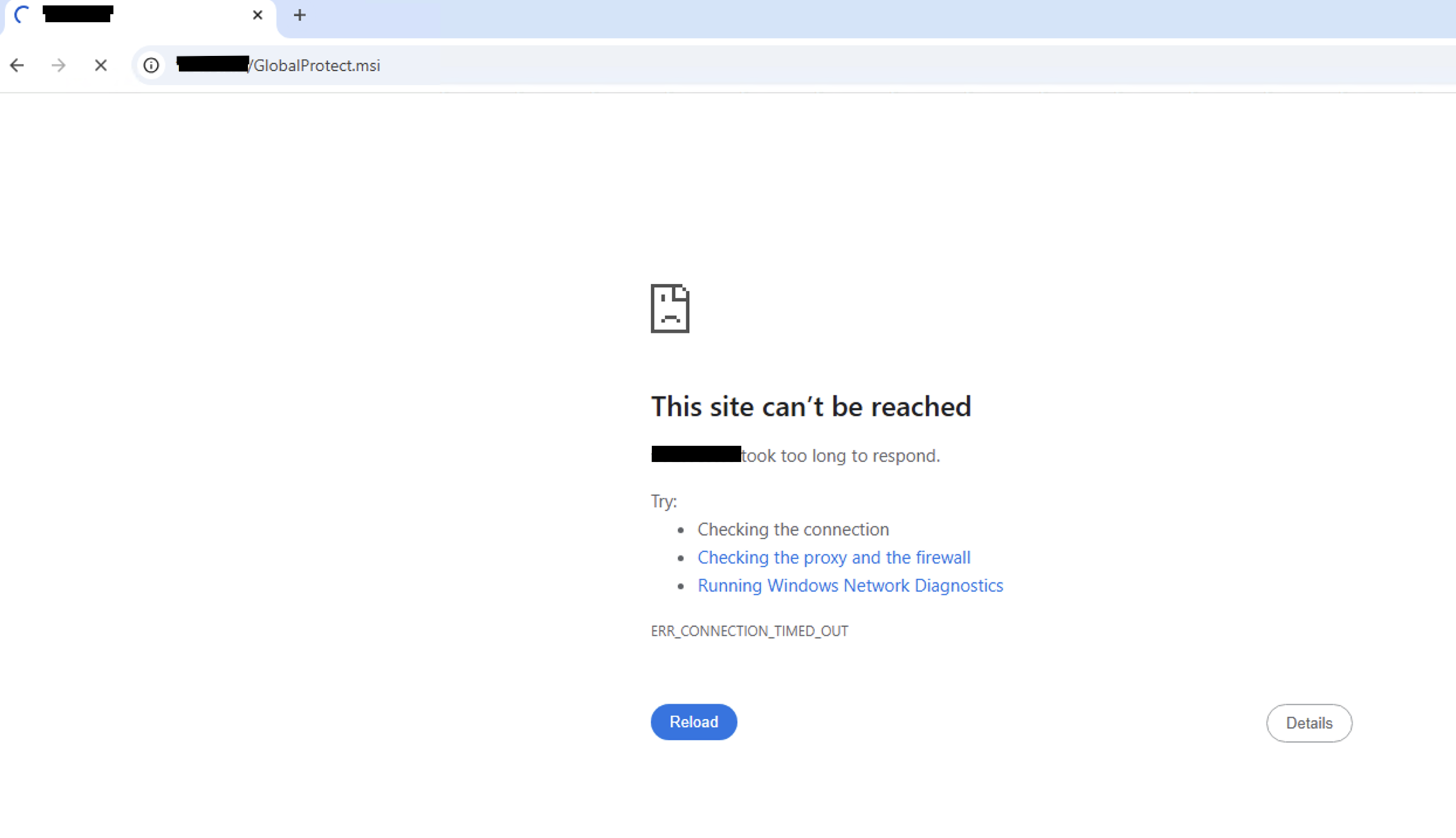 Site can't be reached