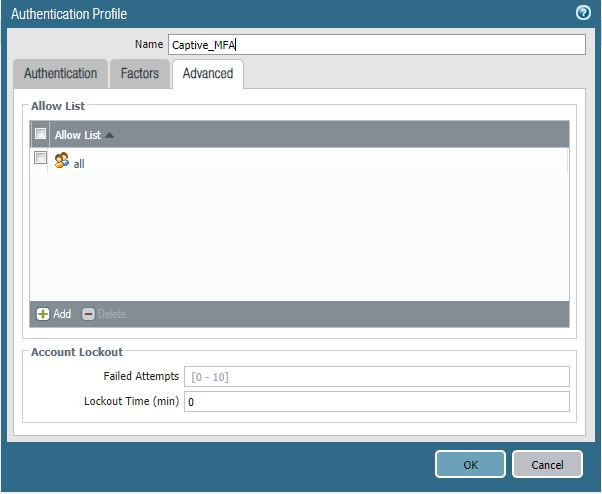 This image shows Authentication Profile creation in PAN OS