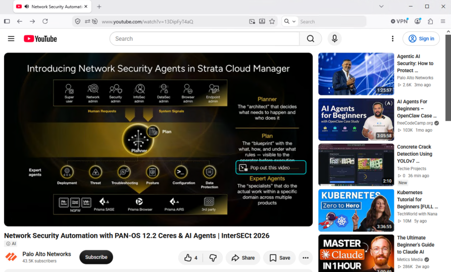 Screen showing the allowed YouTube video