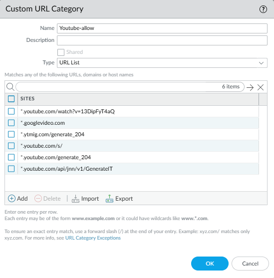 Custom URL Category