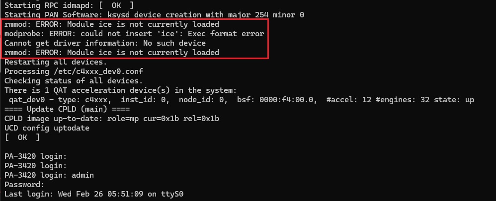 rmmod: ERROR: Module ice is not currently loaded