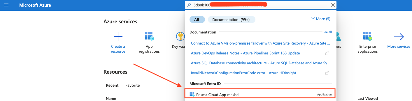 Last Step - Search Azure App Registration